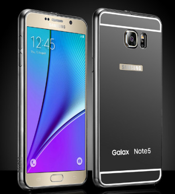 Други Бъмпъри за телефони Луксозен алуминиев бъмпър с твърд огледален черен гръб за Samsung Galaxy Note 5 N920